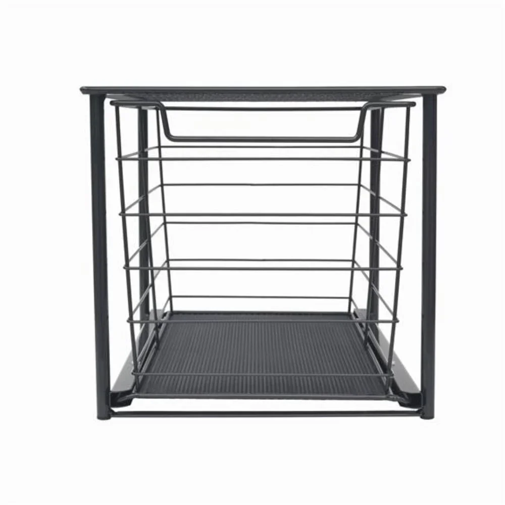 Large Stackable Slide-Out Drawer Organizer, Matte Black